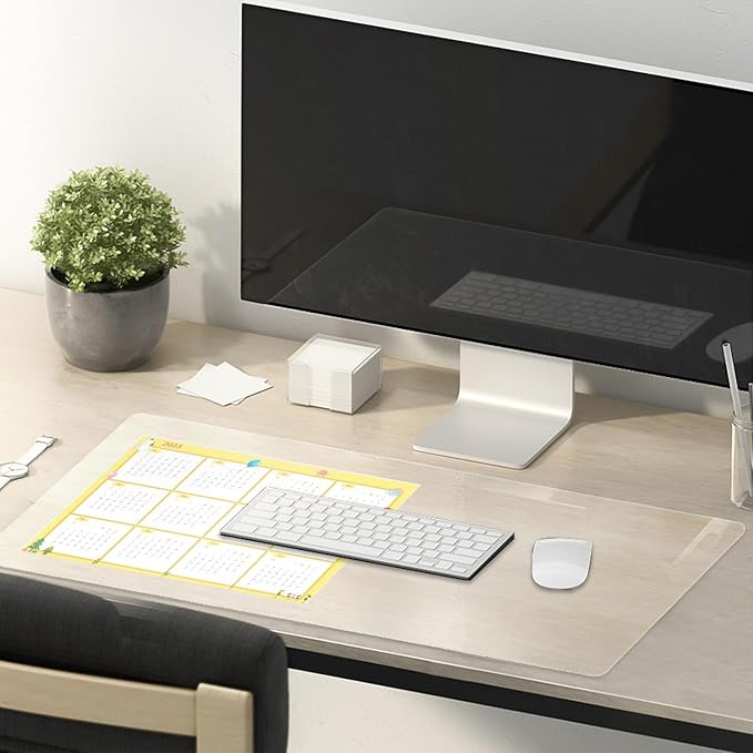 16 x 55 Inch Clear Table Cover Protector, Clear Desk Mat, Transparent Table Protector, 1.5mm Plastic Table Cover, Vinyl Table Protector, Desk Mats on Top of Desks