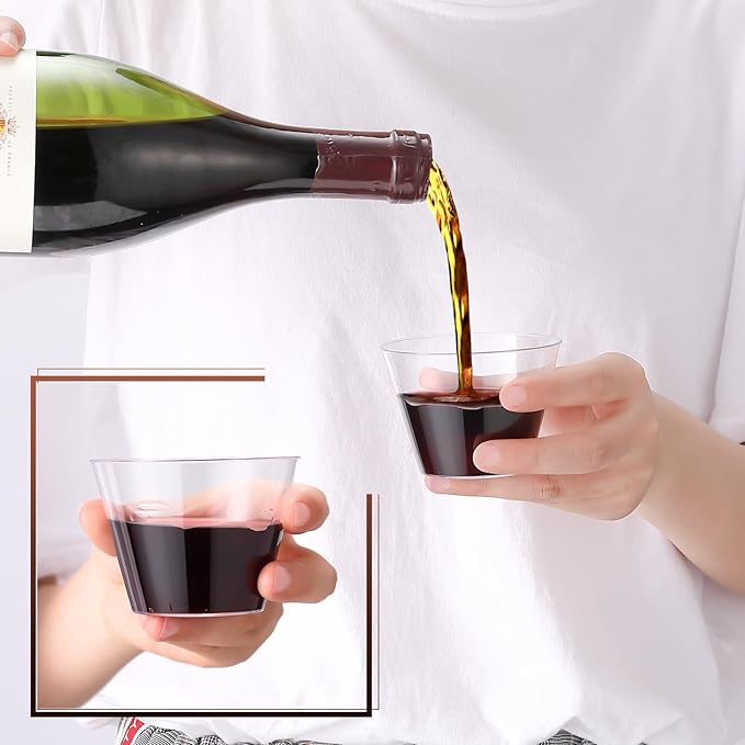 JOLLY CHEF 5 oz 100 Pack Small Clear Disposable Cups, Disposable Plastic Shot Glasses for Parties, Plastic Cocktail Glasses Wedding Tumblers, Perfect for Halloween Thanksgiving Christmas