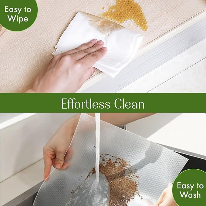 EVALAND 12" x 20 FT Non-Slip Shelf Liner, Non-Adhesive, BPA-Free, Waterproof Pantry Liner for Shelves, Easy to Cut, Oil-Proof Shelf Liners for Kitchen, Cabinets, Drawers, Refrigerator, Clear