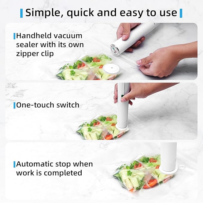 Vacuum Sealer, vacuum sealer for food, handheld vacuum sealer(Vacuum Sealers+ 30 reusable vacuum seal bags)