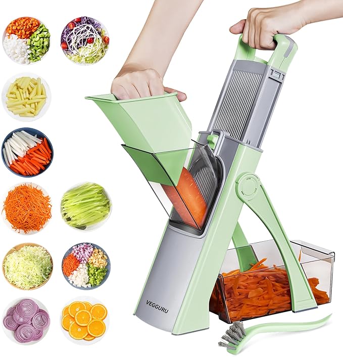 Safe Vegetable Mandoline Slicer for Kitchen, Thickness Adjustable Mandloline Food chopper, Onion Chopper Potato Julienne Slicer Tomato Food Fruit Dicer Cutter