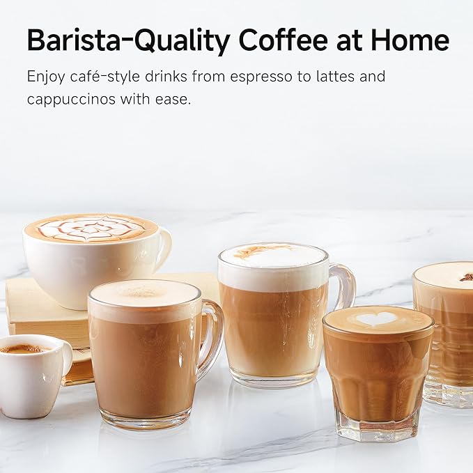 HIBREW Espresso Machine 20 Bar, Semi-Automatic Cappuccino Maker with Milk Frother for Latte Art, Adjustable Temperature & Water Volume, with Display, Pressure Gauge & Stainless Steel Body