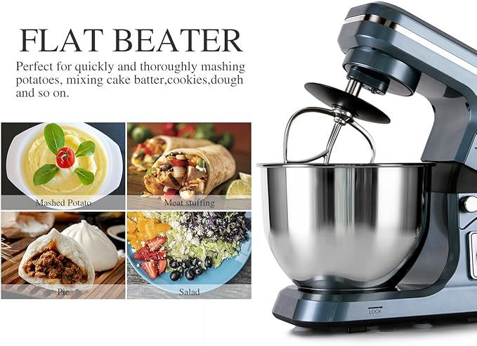 Stand Mixer,5.3-Qt & 500W & 6+P Speed MK36 Tilt-Head Kitchen Electric Food Mixers Home Baking Dough Machine with Accessories (Gray Blue)