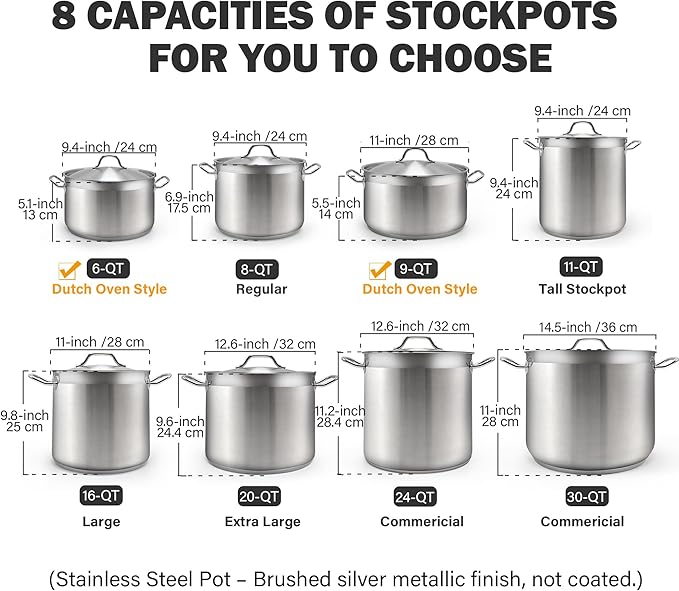 Cooks Standard Stockpots Stainless Steel, 24 Quart Professional Grade Stock Pot with Lid, Silver