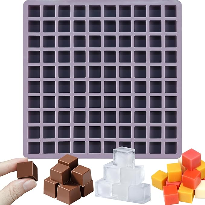 Square Chocolate Mold, Mini Silicone Candy Molds, SIQINZONGWA 100 Cavities Square Gummy Silicone Molds Bite Size for Chocolate, Candy, Gummy, Caramels, Jelly, Ice Cubes, Pet Treats