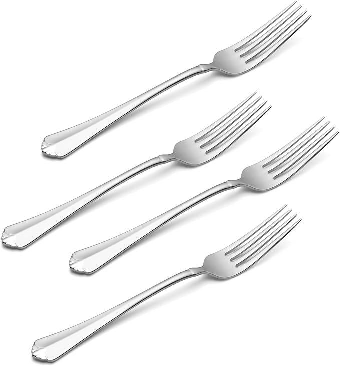 Oneida Silverware Set, Juilliard Fine Flatware 4-Piece Dinner Forks Set, Service For 4, 18/10 Stainless Steel, Rust Resistant, Dishwasher Safe, Home And Kitchen Utensils (Silver, 4 Piece)