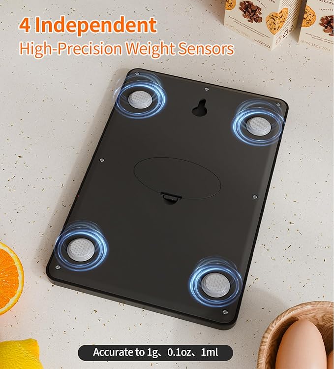 Food Scale -33lb Digital Kitchen Scale for Food Ounces Grams Rechargeable 305 Stainless Steel,Batteries and Type-C Charging | Perfect for Meal Prep, Cooking, and Baking, Black