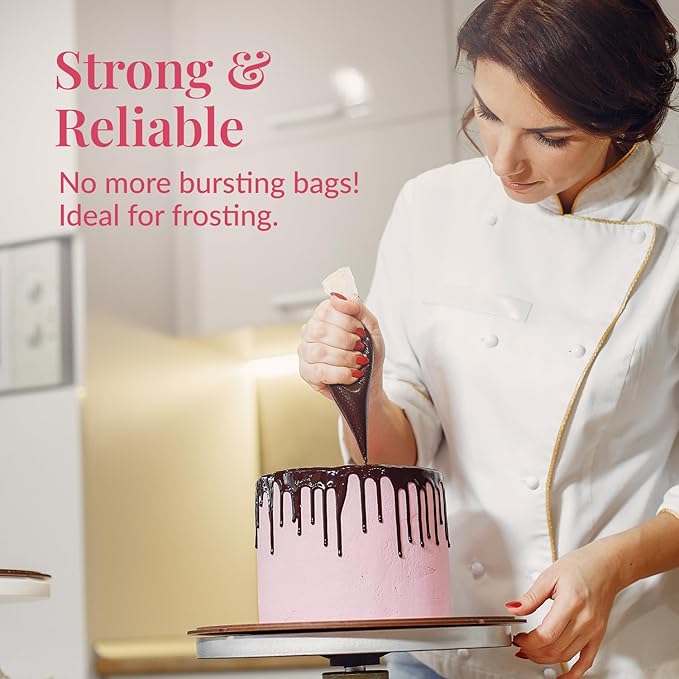 Prestee 400 Anti Burst Disposable Piping Bags, 12" - Pastry Bags, Icing Piping Bags, Tipless Piping Bags, Frosting Bags, Piping Bag, Cake Decorating Bags, Christmas Holiday Cake and Cookie Decoration