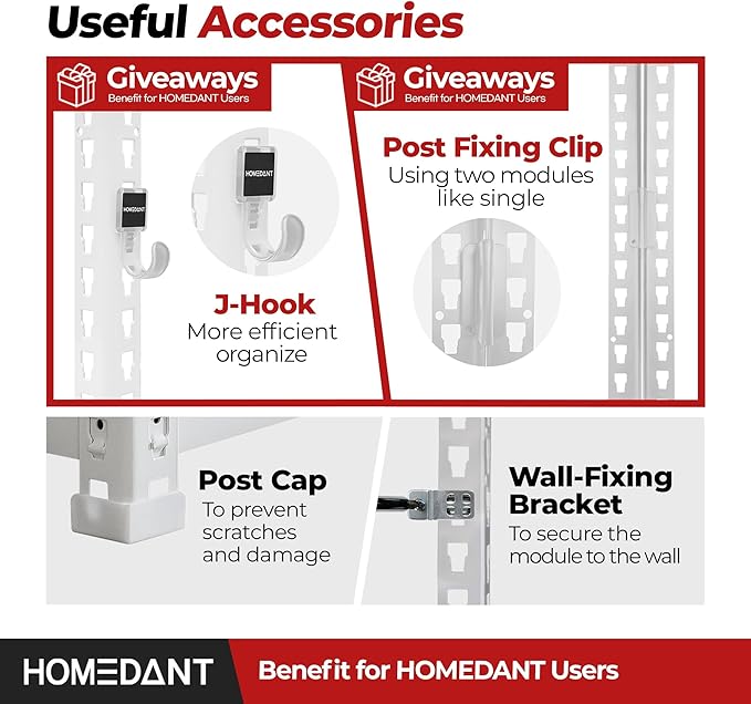 HOMEDANT White 5 Tier Laminated Boltless Heavy Duty Garage Storage Adjustable Wide Size Metal Shelving Unit Utility Rack Shelves Organization Shelf Shed Warehouse 47.7" W x 24.1" D x 71.3" H 3Pack