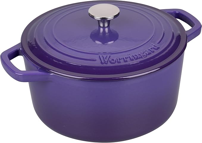 Enameled Cast Iron Dutch Oven Pot with Lid, for Bread Baking, Round Bread Oven- include Sourdough Bread Baking Supplies Set, 4.5QT, Purple