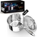 2 Quart Sauce Pan with Lid, Tri Ply Stainless Steel Saucepan 2 Qt with Stainless Steel Lid, 2 Measuring Lines, Upgraded Packaging, Cool Ergonomic Handle, Dishwasher & Oven Safe