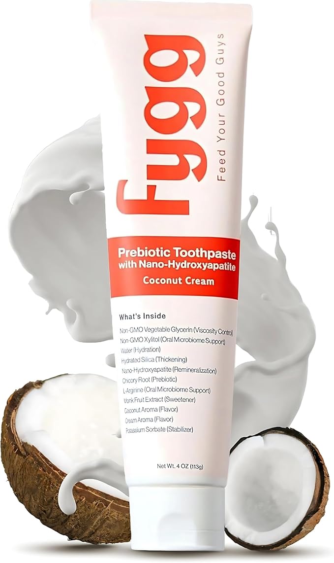 Fygg Fluoride-Free Toothpaste with Prebioitics – Coconut Cream Flavor (4oz) | Nano-Hydroxyapatite Remineralizing for Sensitive Teeth, Whitening & Enamel Repair