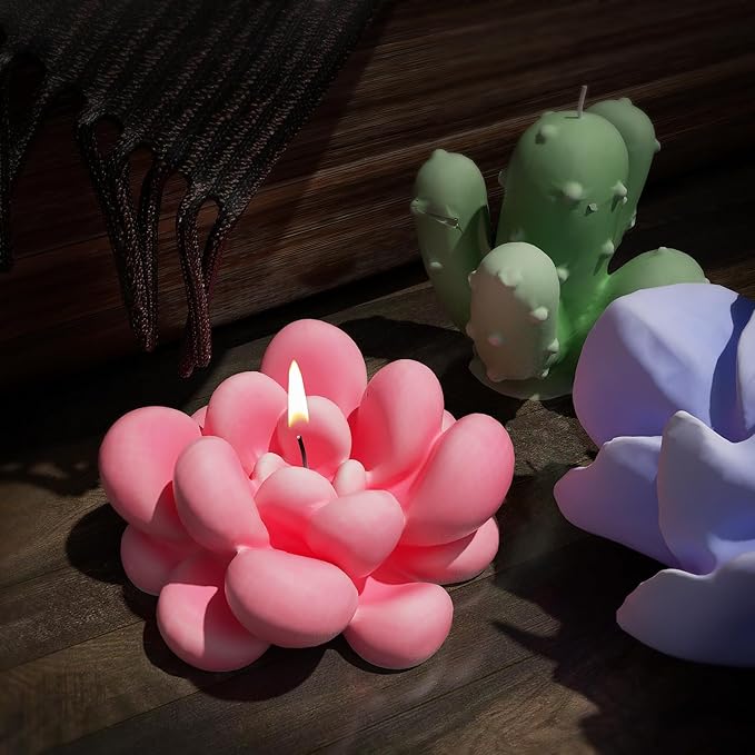 8 Pack Flower Succulent Candle Mold Resin Casting Silicone Molds for Home Decor & Candle Making Wave Spiral Mold