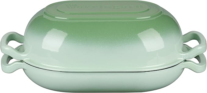 Enameled Cast Iron Sourdough Bread Oven, Dutch Oven, Loaf Cast Iron Bread Pan for Homemade Bread Baking, Meatloaf Pan with Lid, 7QT, Green