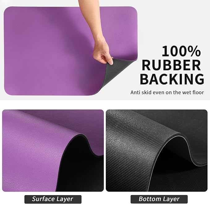 Coffee Mat - Absorbent Hide Stain Rubber Backed Dish Drying Mat for Kitchen Counter - Bar Mats for Countertops Accessories Fit Under Coffee Maker Espresso Machine