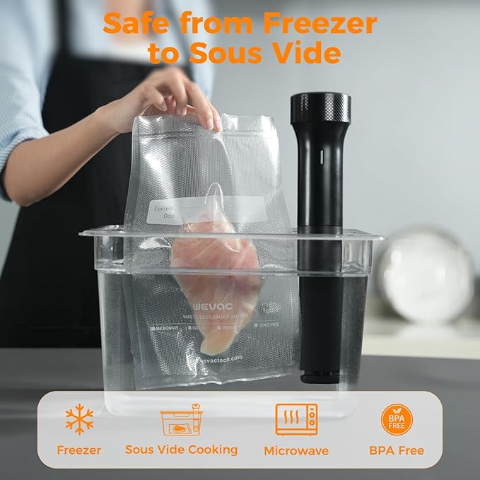 Wevac Vacuum Sealer Bags 11x16' Rolls 6 pack for Food Saver, Seal a Meal, Weston. Commercial Grade, BPA Free, Heavy Duty, Great for vac storage, Meal Prep or Sous Vide