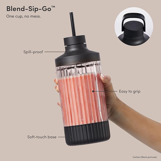 Beast Mega 1200 Plus | Premium Countertop Blender | Smoothies, Shakes, Sauces, Dips, Soups | Blends Ice and Frozen Fruit | XL Vessel | With Extra Vessels, Straw System | 1200W | (Cloud White, 120V)