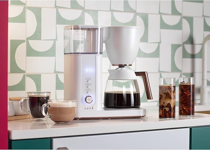 Café Specialty Drip Coffee Maker | 10-Cup Glass Carafe | WiFi Enabled Voice-to-Brew Technology | Smart Home Kitchen Essentials | SCA Certified, Barista-Quality Brew | Matte White (Renewed)