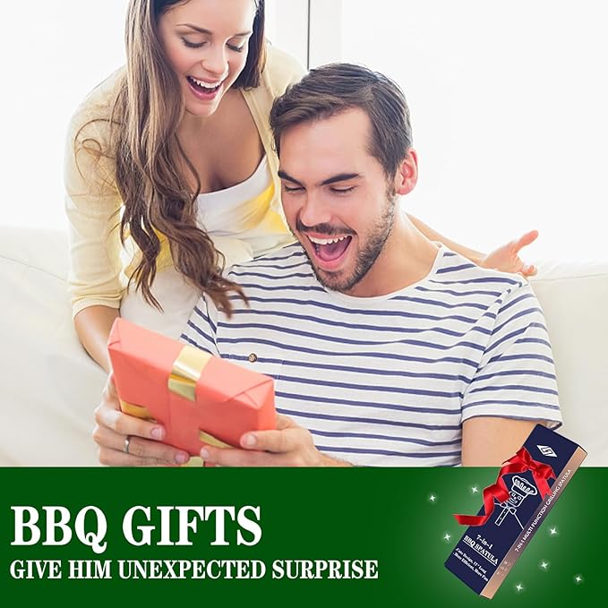BBQ Gift for Men Dad Husband, Fathers Day Birthday Gifts, 7 in 1 Grill Spatula, Fun BBQ Accessories, Funny Grill Spatula for Outdoor Cooking, Outdoor Cooking Camping Multifunctional Tool