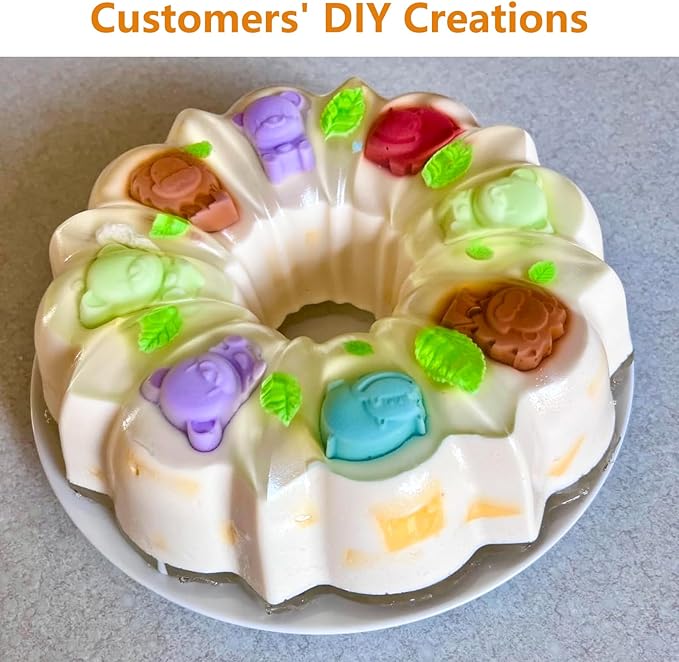 Silicone Chocolate Candy Molds Cake Moulds, Non-Stick Animal Jello Mold, Baking Mold BPA Free, Forest Theme with Different Animal Shapes, including Dinosaur, Bear, Lion and Hippo, Set of 4