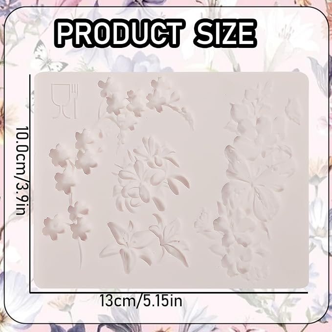 1 Pcs 3D Embossed Flower Fondant Mold, Exquisite Butterfly Lily Chocolate Silicone Molds, for Birthday Cake Decoration, Wedding Dessert Table, Candy, Keychain, Resin Crafts