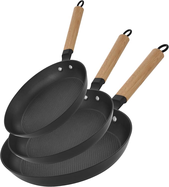 YUTANN 8&10&12 Inch Non-stick Frying Pans,Pre-seasoned Cast Iron Skillet Set with Detachable Handle,Lightweight,Dishwasher Oven Safe (500°F)