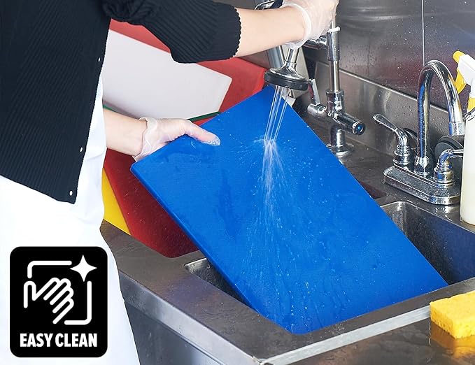 CURTA Cutting Boards for Kitchen, 20" x 14" x 0.5" BLUE Color Coded Plastic Commercial Chopping Board with Anti Slip Surface Dishwasher Safe