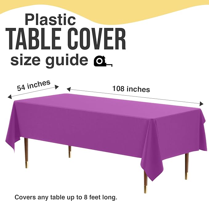 Exquisite 66% Thicker Premium Plastic Table Cloth Rectangle Table Cover 0.5 Mil 6 Pack Magenta Table Cloth 54 Inch x 108 Inch Disposable Tablecloth Won't Tear Easily Like Cheap Thin Brands