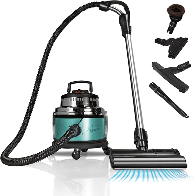 Filter Queen Majestic Surface Cleaner, Teal, Canister Vacuum with Bagless Cyclonic Action, The Ultimate All-in-One Cleaning Machine