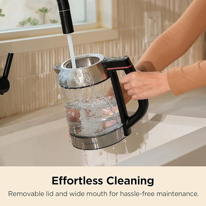 CUCKOO Electric Tea Kettle with Infuser, Glass Electric Kettle with Multi-Temperature Control, Easy to Read LED Lights, 1.7 Liter Capacity Tea Maker Pot (CK-G170BS)