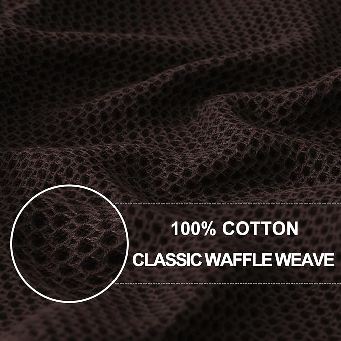 Homaxy 100% Cotton Waffle Weave Kitchen Dish Towels, Ultra Soft Absorbent Quick Drying Cleaning Towel, 13 x 28 Inches, 6-Pack, Dark Brown