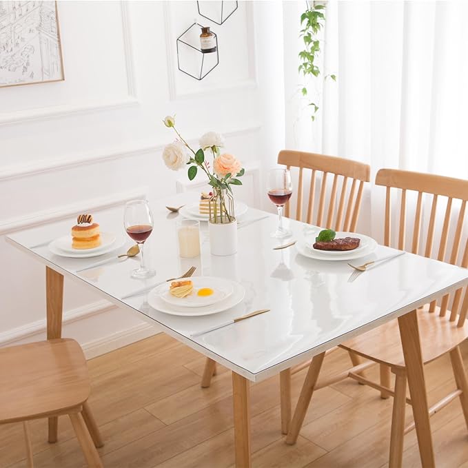 38 x 84 Inch Clear Table Cover Protector, Clear Table Protector for Dining Room Table, 1.5mm Plastic Table Cover, Waterproof Table Pad for Kitchen, Office
