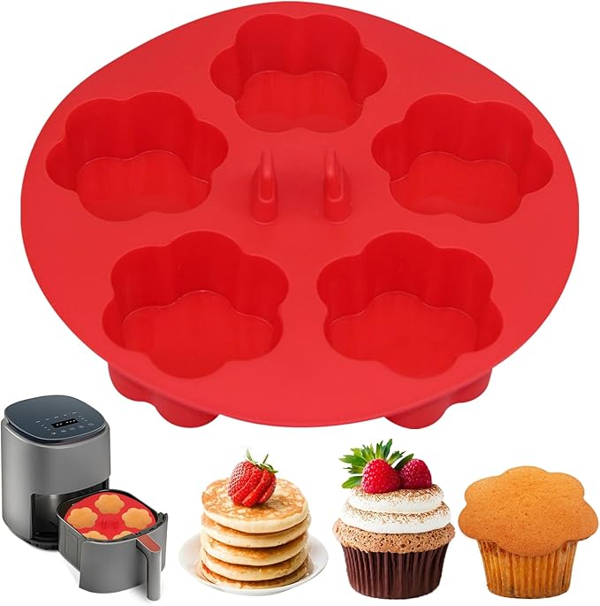 Silicone Air Fryer Muffin Pan Egg Bite Mold for Oven Baking,1 Pcs Mini Muffin Tins Cups Cake Pan Tray for Air Fryer Liners Basket Accessories Baking Muffin Cakes Pancake Quiche