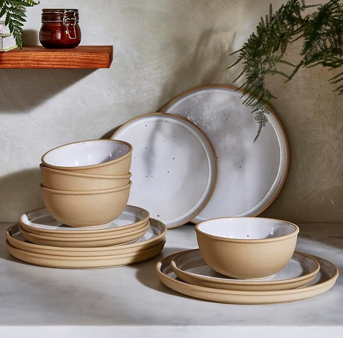 Portmeirion Minerals 10.5" Dinner Plate, Moonstone - Contemporary Stoneware Platter, Durable & Stylish for Dining, Microwave & Dishwasher Safe - Ideal for Kitchen Entertainment, Made in Portugal