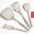 Silicone Spatula Set, 600°F Heat Resistant Silicone Spatula Turner Flipper for Cooking, Non Stick and Non Scratch Kitchen Utensils for Eggs & Pancakes, 4 Pack,Khaki