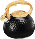 Tea Kettle 3.2Qt Stainless Steel Stovetop Whistling Pot with Heat-Resistant Handle, Fast Boiling Water for Home Kitchen, Induction Compatible & Rust-Proof - Black