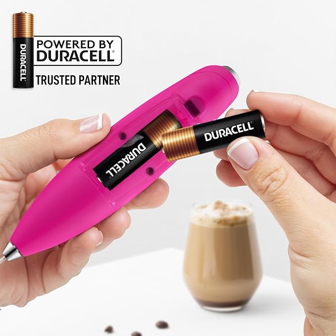 Zulay Kitchen Patented Tornado Triple Whisk Milk Frother with 4 Duracell Batteries – Handheld Foam Maker for Coffee, Lattes, Matcha & Hot Chocolate – Rich, Creamy Froth in Seconds