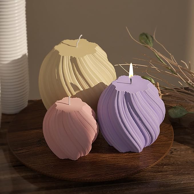 3 Pack Wave Candle Molds - Multiple Size Ball, Spiral & Resin Casting Molds for Soap Making & Home Decor