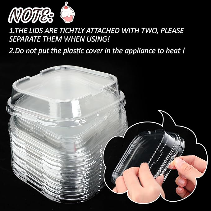 Aoriher 150 Pieces 10 oz Mini Cake Pans with Lids Aluminum Foil Baking Cups Square Disposable 4" x 4" Large Cupcake Cups Baking Tins for Kitchen Brownie Pudding Desserts Holders(Brown)