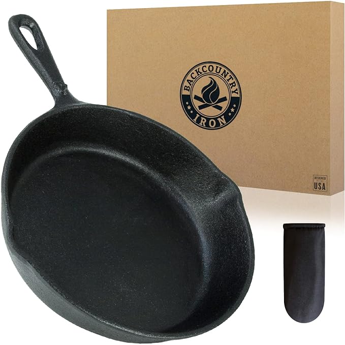 Backcountry Iron 6-1/2 Inch Round Small Pre-Seasoned Cast Iron Skillet
