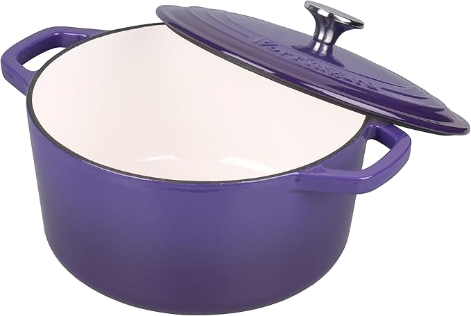 Enameled Cast Iron Dutch Oven Pot with Lid, for Bread Baking, Round Bread Oven- include Sourdough Bread Baking Supplies Set, 4.5QT, Purple