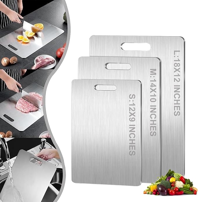 Titanium Cutting Board - 100% Pure Titanium Cutting Boards for Kitchen - Cutting Edge Hygiene & Durability, Home Cooking