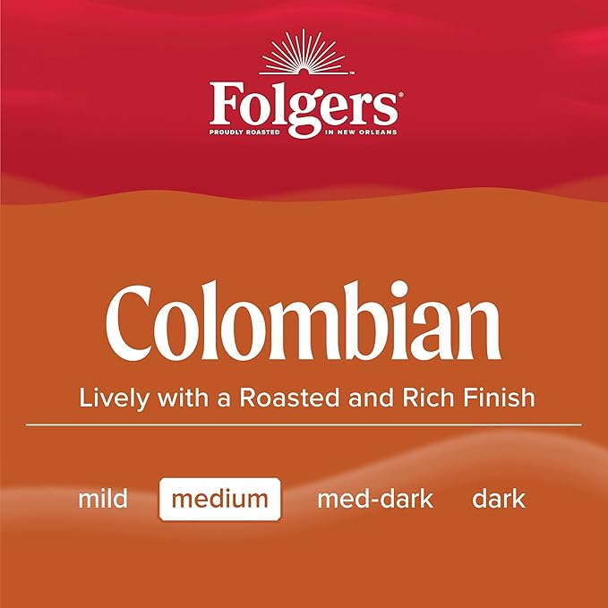 Folgers Colombian Coffee, Medium Roast, Keurig K-Cup Pods, 10 Count Box (Pack of 6)
