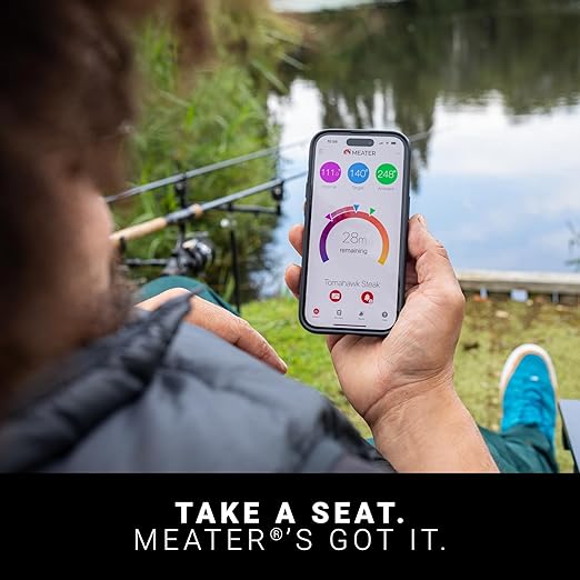 MEATER Plus: Smart Bluetooth Wireless Meat Thermometer Digital (Walnut) | BBQ, Grill, Oven, Smoker, Air Fryer, Kitchen | Perfect for Steak, Chicken, Turkey, and More | Delicious Recipes in App