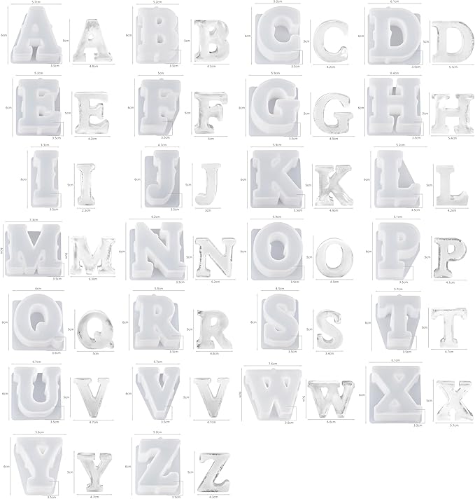 26 Pack Alphabet Resin & Clay Mold - Letter Ice Maker, Candle Making & Craft Supplies
