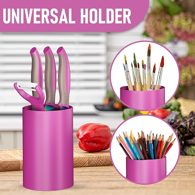 5-Piece Kids Knife Set for Real Cooking | Stainless Steel Chef, Paring & Serrated Knives with Peeler & Holder | Safe Junior Chef Cooking Set for Kids (5 pcs, Pink)