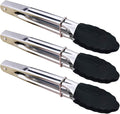Mini Tongs with Silicone Tips 7-Inch Kitchen Tongs, Set of 3 (Black)
