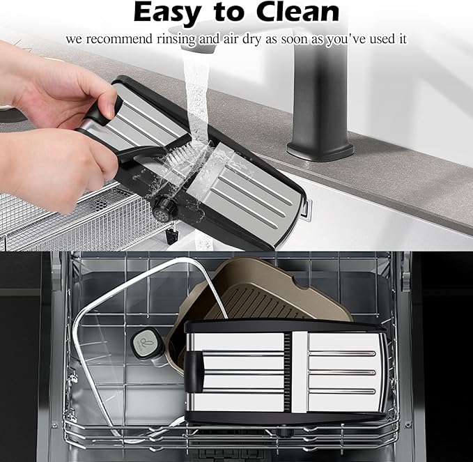 MASTERTOP Mandoline Slicer, 5 in 1 Mandoline Food Slicer for Kitchen,Stainless Steel Mini Vegetable Slicer with Safety Glove & Cleaning Brush,Adjustable Vegetable Chopper for Potatoes