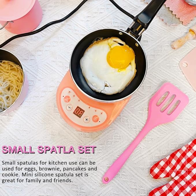 5 Pcs Small Silicone Spatula, Mini Slotted Turner, Small Serving Spatulas for Egg, Steak, Pancake