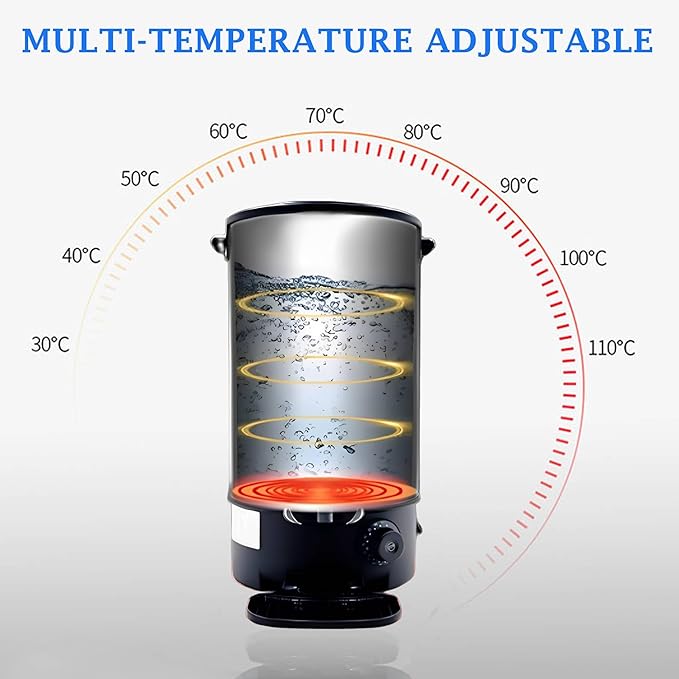 Commercial Electric Kettle Warmer Stainless Steel Hot Water Dispenser Hot Water Boiler And Warmer with Faucet Quick-Temp or Boil for Tea Coffee 1500W 12.9 Liter Capacity